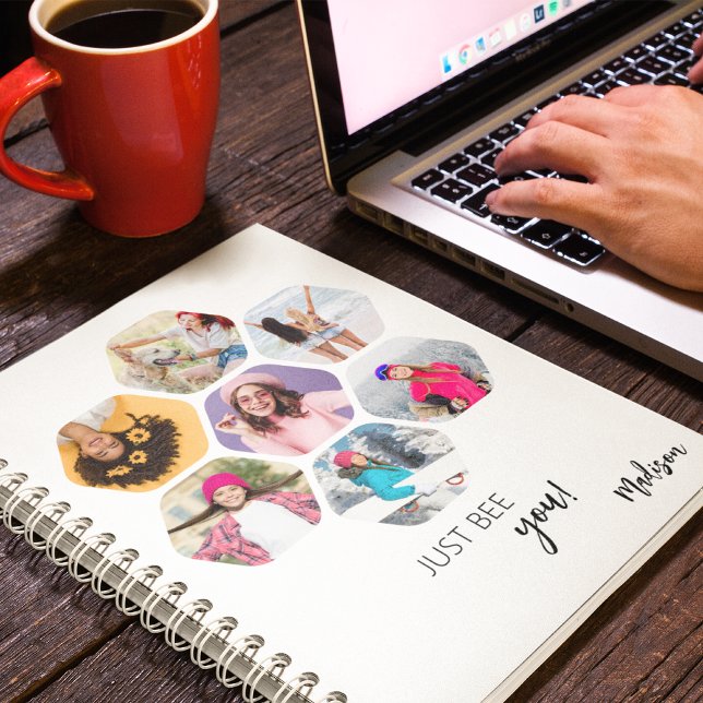 Multi Photo Collage JUST BEE YOU Personalised Name Notebook (Creator Uploaded)