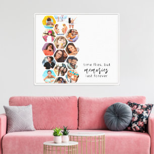 Multi Photo Collage Memories Simple Modern Square Canvas Print