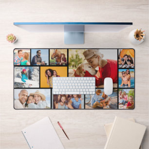 Multi Photo Collage Modern Personalised  Desk Mat