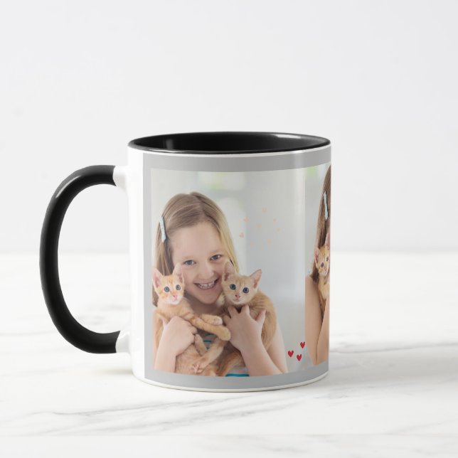 Multi Photo Collage Modern Personalised lovely cat Mug (Left)