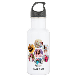 Multi Photo Collage Modern Personalised Name 532 Ml Water Bottle