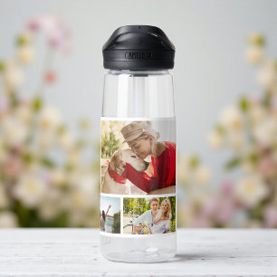 Multi Photo Collage Modern Personalised Name Water Bottle