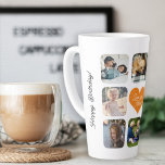 Multi photo collage personalised love you mum latte mug<br><div class="desc">Add 8 photos and create a cute custom collage grid latte mug with a trendy burnt orange heart and chic script for your mum. Easy to personalise with your custom square images, text, and signature. It can be a nice thoughtful keepsake gift for Mother's Day, her birthday, family anniversary, Christmas,...</div>