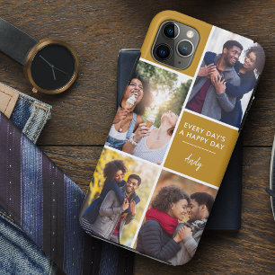 Multi Photo Collage Positive Quote Mustard Custom Case-Mate iPhone Case