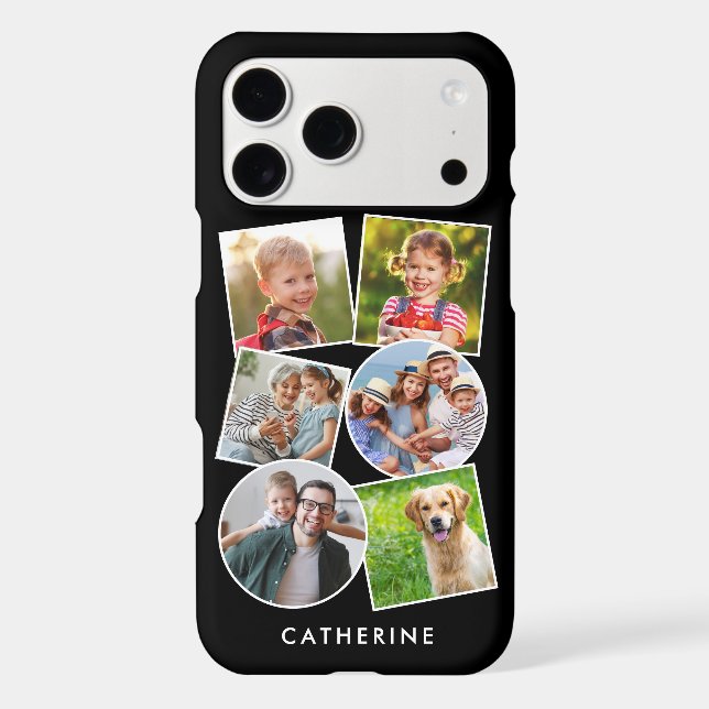 Multi Photo Collage Simple Minimal Black (Back)