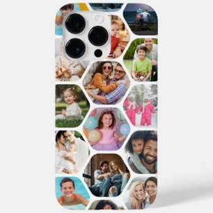 Multi Photo Collage Simple Modern Hexagon Pattern Case-Mate iPhone 14 Pro Max Case