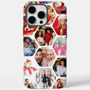 Multi Photo Collage Simple Modern Hexagon Pattern iPhone 16 Pro Max Case