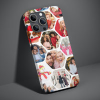 Multi Photo Collage Simple Modern Hexagon Pattern