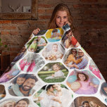 Multi Photo Collage Simple Modern Hexagon Pattern Fleece Blanket<br><div class="desc">Multi Photo Collage Simple Modern Hexagon Honeycomb Pattern Personalised Fleece Blanket features a photo collage of your favourite photos in a hexagon shape. Perfect for gifts for birthday, Christmas, Mother's Day, Father's Day, Grandparents, brother, sister, best friend and more. PHOTO TIP: centre your photos before uploading to Zazzle. Designed by...</div>
