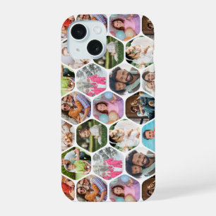 Multi Photo Collage Simple Modern Hexagon Pattern iPhone 15 Case