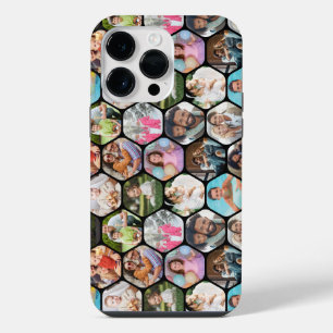 Multi Photo Collage Simple Modern Hexagon Pattern iPhone 14 Pro Max Case