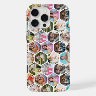 Multi Photo Collage Simple Modern Hexagon Pattern iPhone 15 Pro Max Case