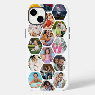 Multi Photo Collage Simple Modern Hexagon Pattern iPhone 14 Plus Case