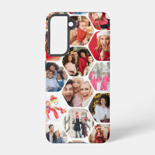 Multi Photo Collage Simple Modern Hexagon Pattern Samsung Galaxy Case