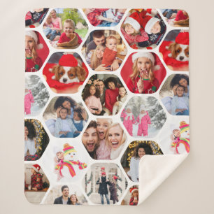 Multi Photo Collage Simple Modern Hexagon Pattern Sherpa Blanket