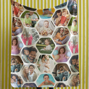 Multi Photo Collage Simple Modern Hexagon Pattern Sherpa Blanket