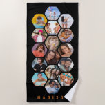 Multi Photo Collage Simple Modern Personalised Beach Towel<br><div class="desc">Multi Photo Collage Simple Modern Personalised Name Hexagon Pattern Custom Beach Towel features a photo collage of your favourite photos in a hexagon shape. Personalised with your name at the base. Perfect for birthday, Christmas, Mother's Day, Father's Day, Grandparents, brother, sister, best friend and more. PHOTO TIP: centre your photos...</div>