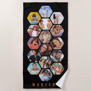 Multi Photo Collage Simple Modern Personalised Beach Towel