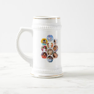 Multi Photo Collage Simple Modern Personalised Beer Stein
