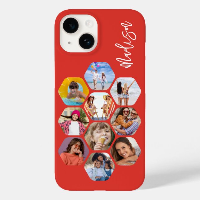 Multi Photo Collage Simple Modern Personalised Case-Mate iPhone Case (Back)