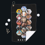 Multi Photo Collage Simple Modern Personalised Golf Towel<br><div class="desc">Multi Photo Collage Simple Modern Personalised Name Hexagon Pattern Custom Golf Towels features a photo collage of your favourite photos in a hexagon shape. Personalised with your name at the base. Perfect for birthday, Christmas, Mother's Day, Father's Day, Grandparents, brother, sister, best friend and more. PHOTO TIP: centre your photos...</div>