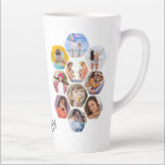 Multi Photo Collage Simple Modern Personalised Latte Mug<br><div class="desc">Multi Photo Collage Simple Modern Personalised Name Hexagon Pattern Coffee Latte Mug features a photo collage of your favourite photos in a hexagon shape. Personalised with your name. Perfect for birthday, Christmas, Mother's Day, Father's Day, Grandparents, brother, sister, best friend and more. PHOTO TIP: centre your photos before uploading to...</div>