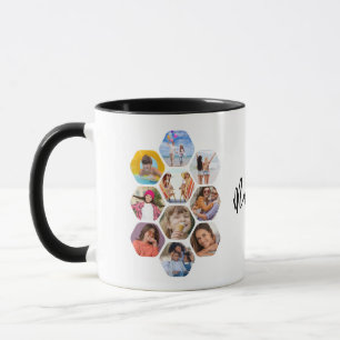 Multi Photo Collage Simple Modern Personalised Mug
