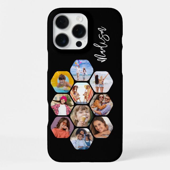 Multi Photo Collage Simple Modern Personalized iPhone Case (Back)