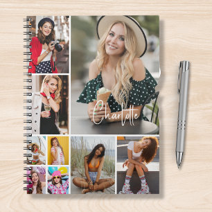 Multi Photo Collage Simple Modern Personalized Notebook