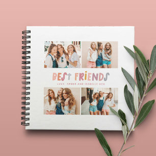 Multi photo colorful fun typography best friends notebook