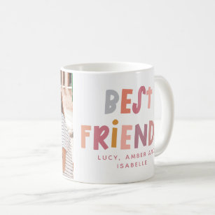 Multi photo colourful fun typography best friends coffee mug