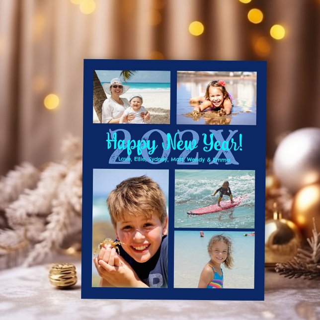Multi-photo Family Happy New Year Holiday Postcard (Creator Uploaded)