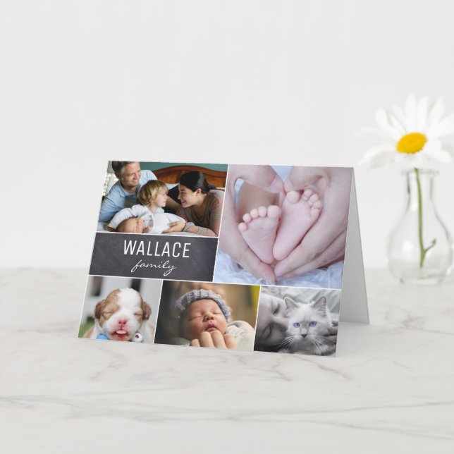 Multi Photo Family Photo Collage Miss You Card (Small Plant)