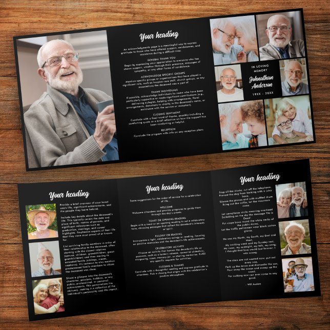 Multi-Photo Funeral/Memorial/Celebration of Life Tri-Fold Programme (Creator Uploaded)