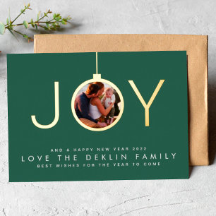 Multi Photo Green Leaf Merry Christmas Gold JOY