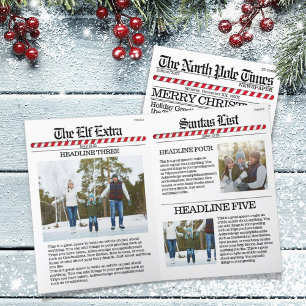 Multi Photo Merry Christmas North Pole Newspaper Holiday Card