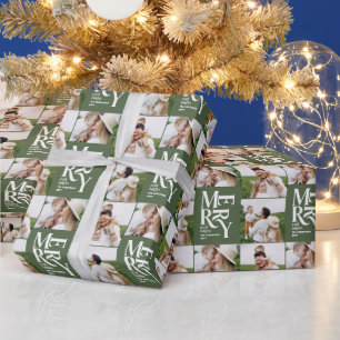 multi photo modern colourful green typography  wrapping paper