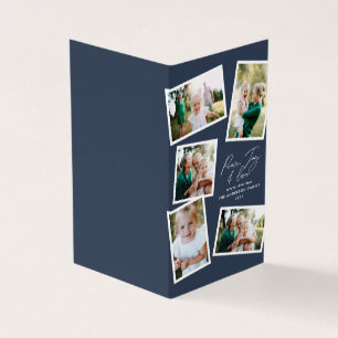 Multi photo modern elegant script navy blue party