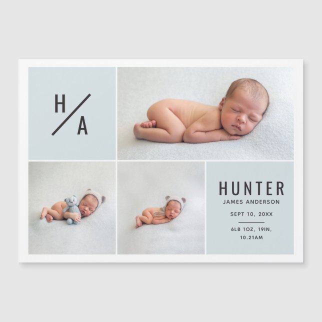 Multi photo modern geometric birth announcement (Front)