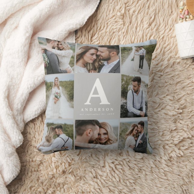 Multi photo monogram wedding family gift cushion (Blanket)