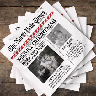 Multi Photo North Pole News Christmas Cute Merry Napkin