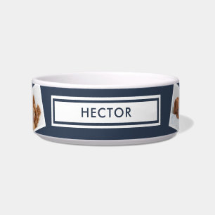 multi photo pet modern navy blue  bowl