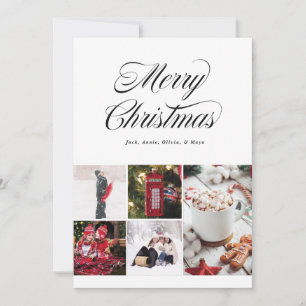 Multi photo Pretty Cursive Holiday Card