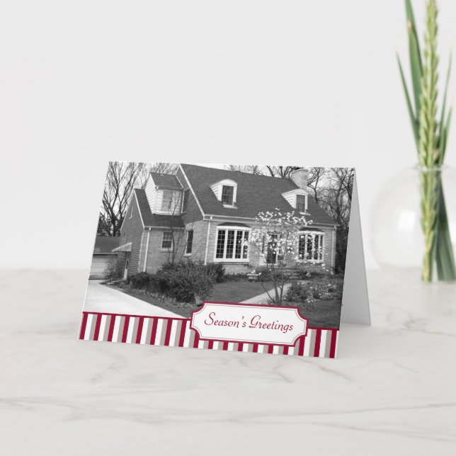 Multi photo red stripe Christmas holiday folded (Front)