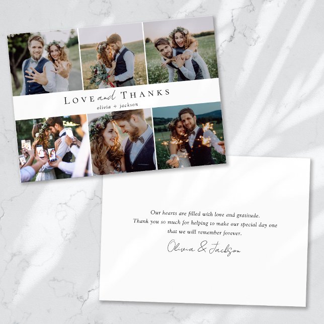 Multi Photo Script Love and Thanks Wedding Photo Thank You Card (Creator Uploaded)