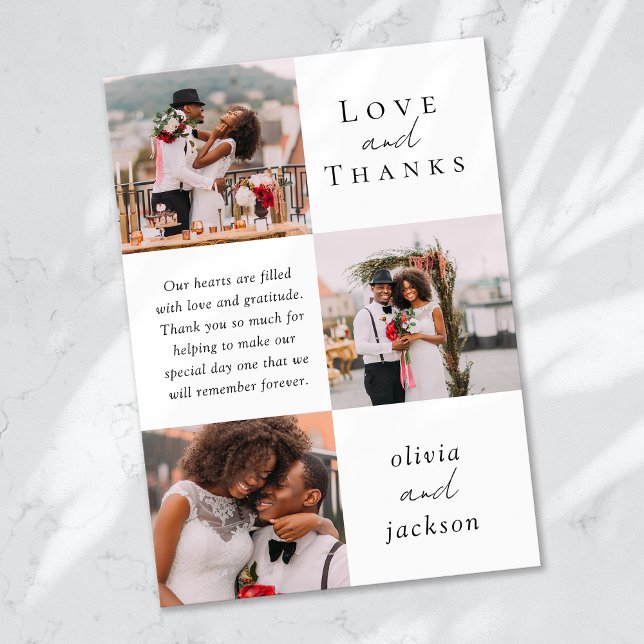 Multi Photo Script Love and Thanks Wedding Photo Thank You Card (Creator Uploaded)