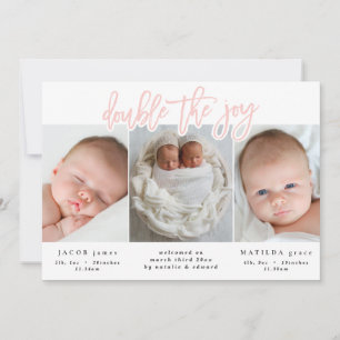 Multi photo twin birth announcement