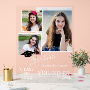 Multi Photo You Did It 2025 Grad Announcement Acrylic Sign
