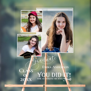 Multi Photo You Did It 2025 Grad Announcement      Acrylic Sign