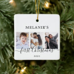 Multi photos first Christmas Baby Ceramic Ornament<br><div class="desc">Modern and minimalist ornament for the new baby arrival. It can be personalised with 3 of your favourite photos. Find more options in my shop.</div>
